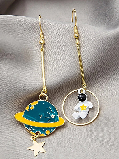 1 Pair Drop Earrings Mismatch Earrings For Street Gift Prom Alloy Monogram Fashion Moon Star for Women