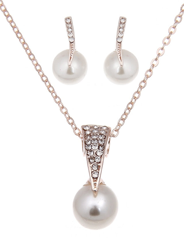 1 set Bridal Jewelry Sets Earrings Set For Pearl White Wedding Daily Alloy Classic for Women