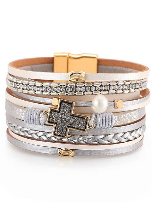 Loom Bracelet Plaited Wrap Cross Weave Bohemian Leather Bracelet Jewelry 1# / 2# / 3# For Beach for Women