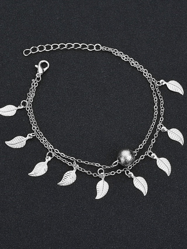 Ankle Bracelet Cute Stylish Women's Body Jewelry For Holiday Beach Classic Alloy Ginkgo Silver Gold 1PC
