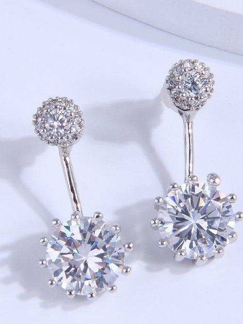 1 Pair Earrings Jacket Earrings For Cubic Zirconia Work Gift Engagement Copper Round Cut Wedding for Women