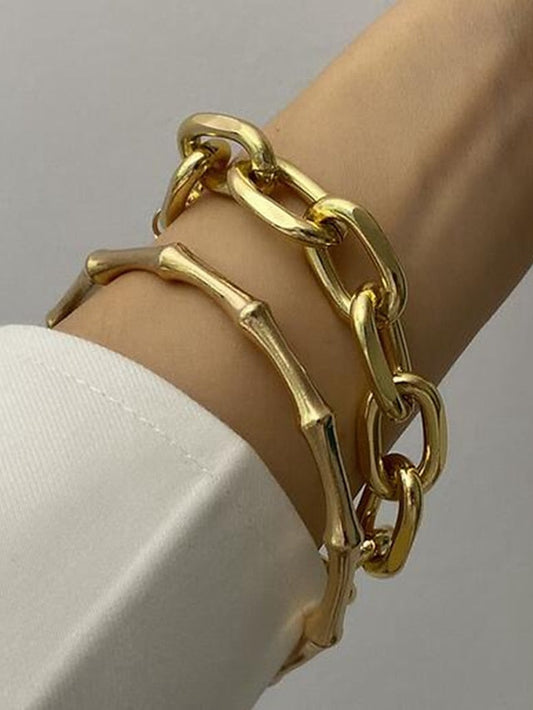 2pcs Bracelet Classic Fashion Punk Personalized Alloy Bracelet Jewelry Silver / Gold For Daily Date for Women